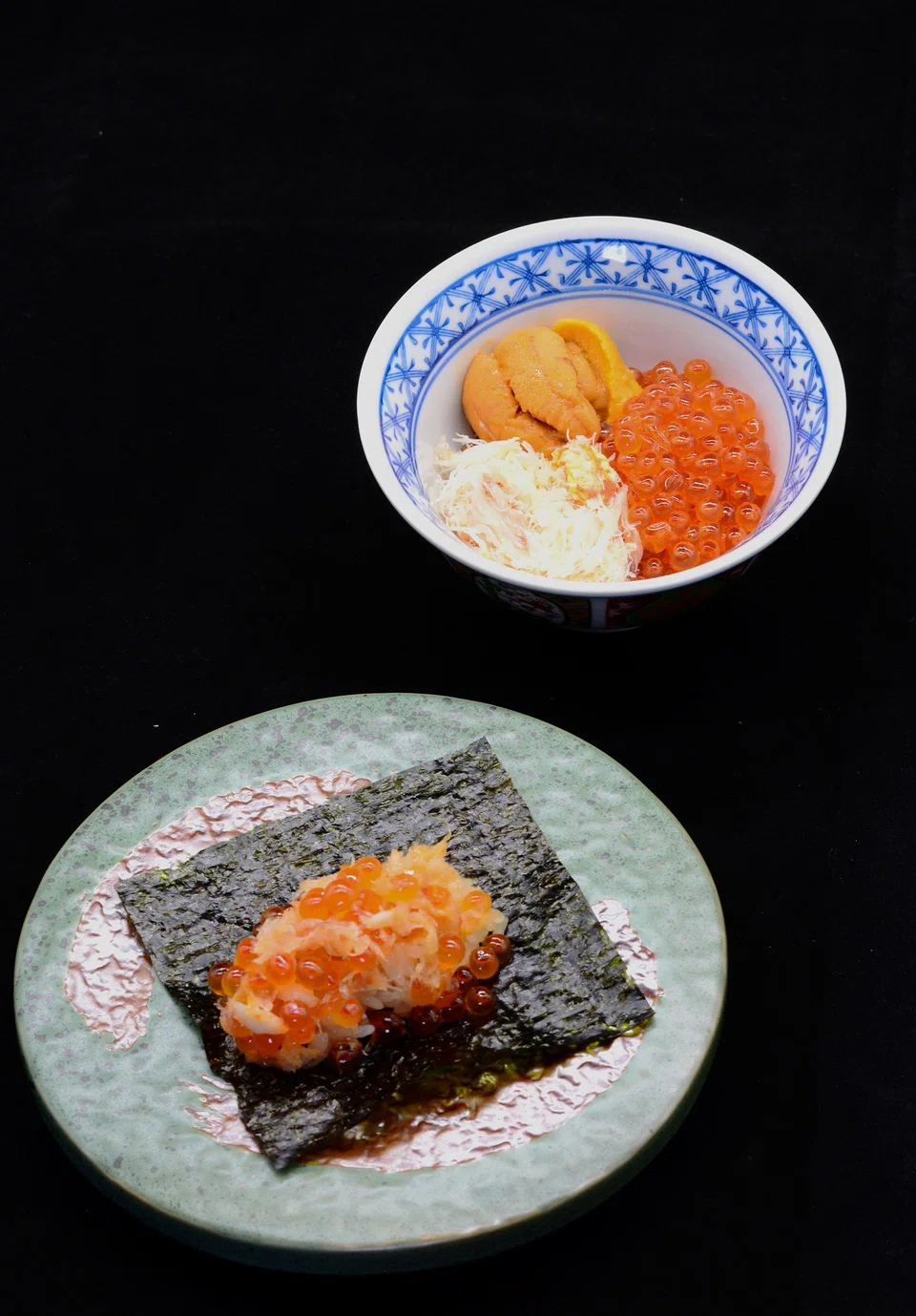The signature maki features crab, uni and ikura.