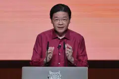 PM Wong speaking at his first National Day Rally on Aug 18, 2024. The rally is seen as the most important political speech of the year.