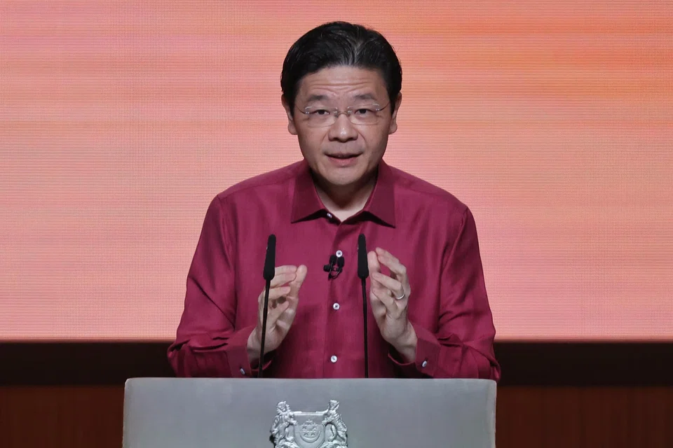 PM Wong speaking at his first National Day Rally on Aug 18, 2024. The rally is seen as the most important political speech of the year.