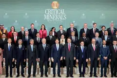 US Secretary of State Marco Rubio and other government officials posing for a family photo at the Critical Minerals Ministerial, at the US State Department in Washington, on Feb 4.