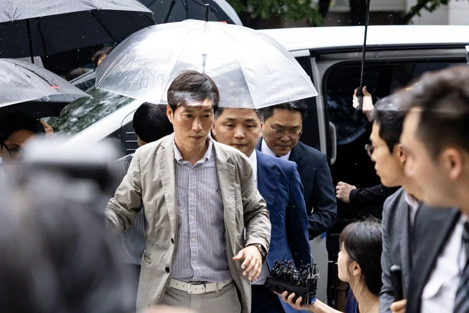 Brian Kim, founder of Kakao Corp, arrives at the Seoul Southern District Court in Seoul, South Korea, July 22, 2024.