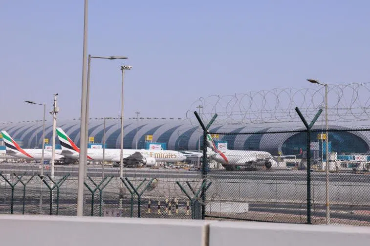 Planes are parked at Dubai International Airport, following the United States and Israel strikes on Iran.