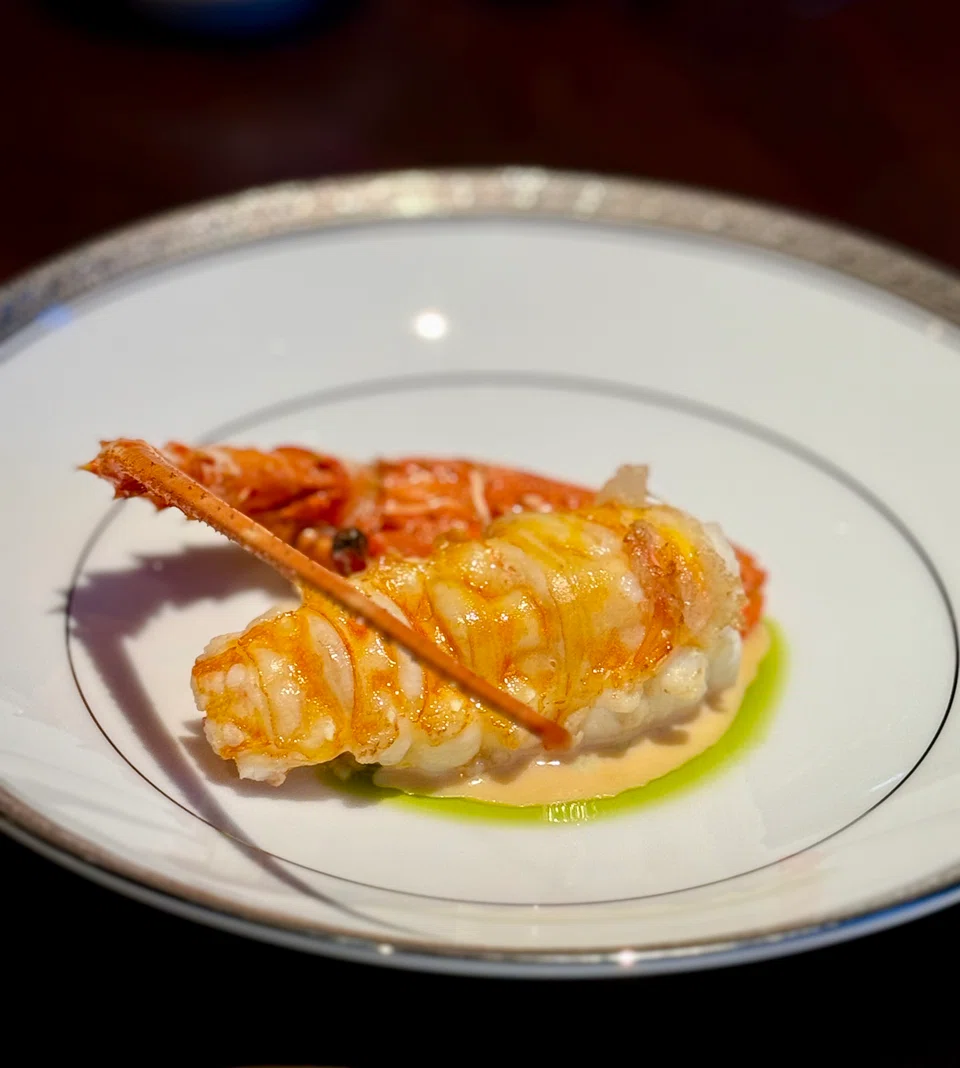 Lobster in garlic cream sauce.