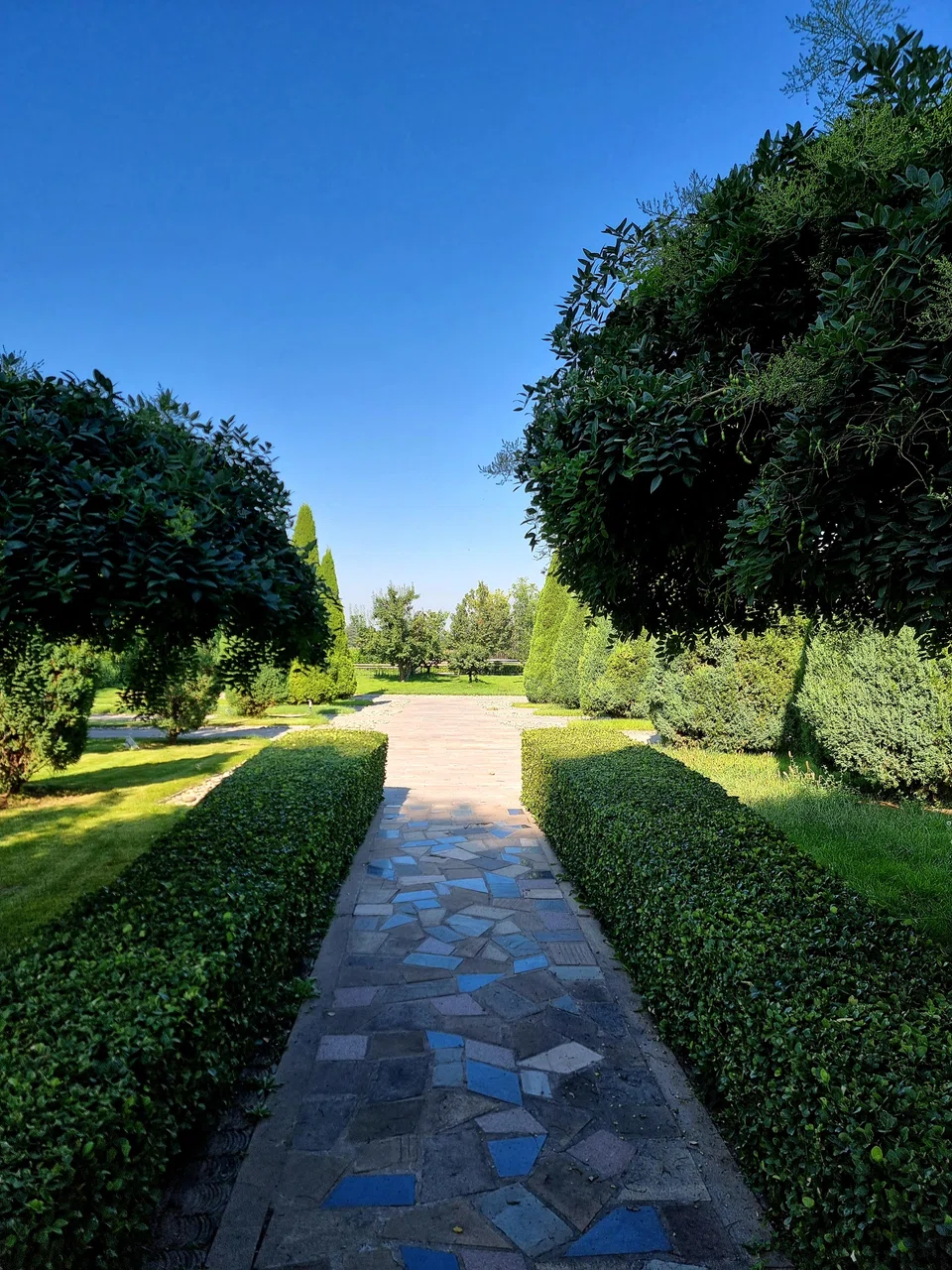 The beautifully manicured lawns of Grace Vineyard.