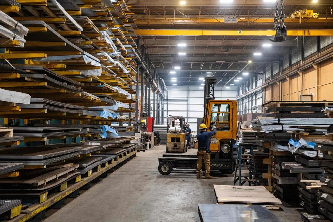 Steel sheets are piled high at Central Steel Supply Company in Marlborough, Massachusetts. Supply-chain independence from China is a stated goal for the Trump administration.  Or, as Trump has said, “If you don’t have steel, you don’t have a country”. 