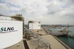 LNG storage tanks on Singapore's Jurong Island. The Republic's safeguards include a standby LNG facility.