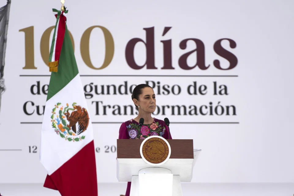 Mexico's president Claudia Sheinbaum speaks during an event at Zocalo Plaza in Mexico City, Mexico, Jan 12, 2025. Sheinbaum, in a speech to crowds of supporters days before Donald Trump is sworn in as US head of state, vowed her country would not be subordinated by its northern neighbour. 
