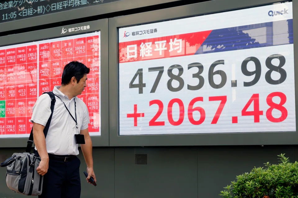 The Nikkei 225’s surge came as the yen tumbled more than one per cent to almost 150 per dollar, while it hit its lowest ever against the euro, sitting at 175.69 to the single currency.