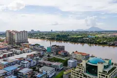 Buildings next to the Sarawak river in the Sarawak capital Kuching. Sarawak is rich in water resources, which provide hydropower that can be used to produce hydrogen.