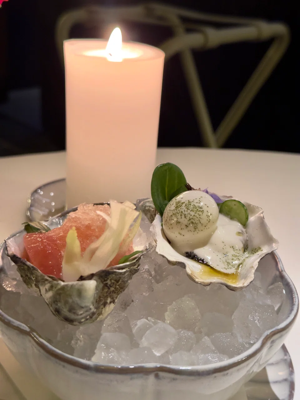 The oysters are pretty, but convoluted with an avalanche of toppings.