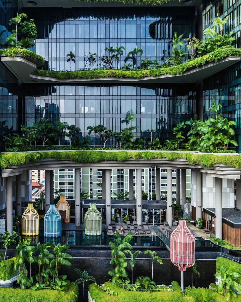 PARKROYAL COLLECTION Pickering's greenscape includes 15,000 sq m of tiered 'sky gardens'.