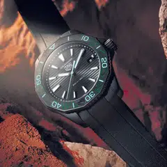 Tag Heuer’s Aquaracer Solargraph, which
runs on quartz, is a popular model that was first released in 2022. The brand recently released a limited-edition iteration.
