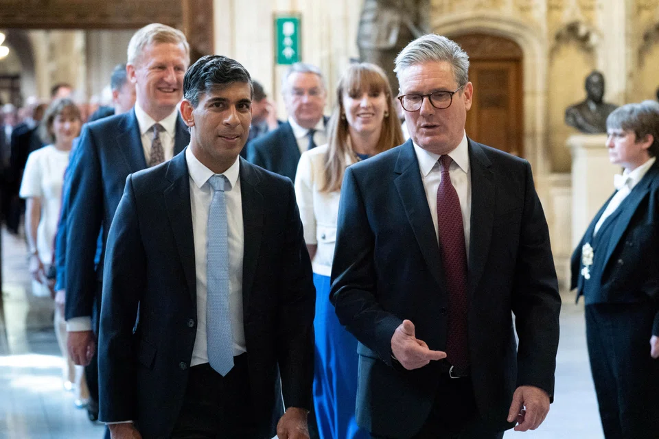 UK Prime Minister Keir Starmer (right) and Leader of the Opposition Rishi Sunak at the opening of parliament in July.