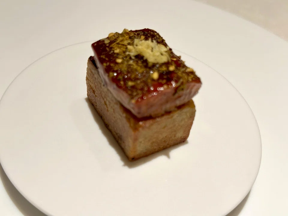 Vadai with smoked eel.