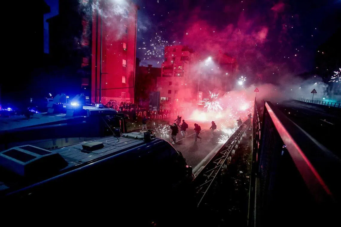 A mostly peaceful protest by the Unsustainable Olympics Committee on Feb 7 ended with clashes between police and demonstrators.