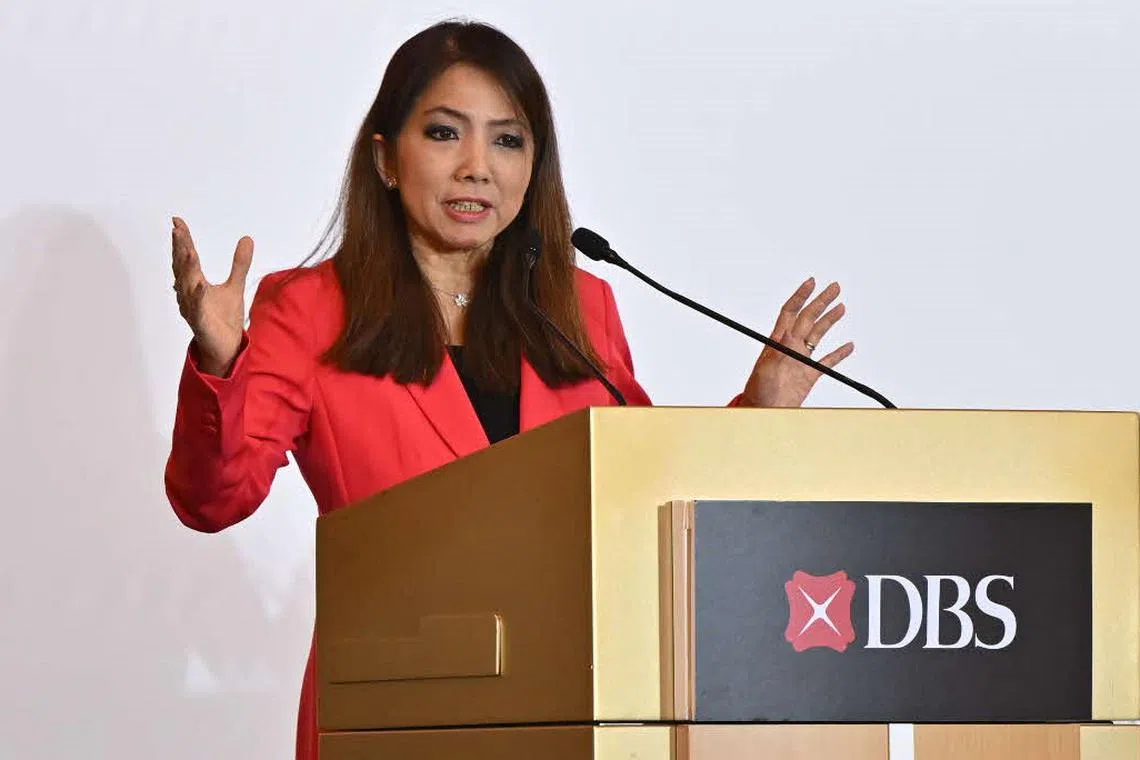 “Most of our clients are Asian, so if their own currency is growing, that gives them more purchasing power for wealth management products,” Tan Su Shan, chief executive of Singapore’s biggest bank DBS Group.