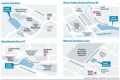 Sites to be sold at Lentor, River Valley Green, Marina Gardens, Woodlands.