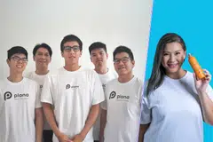 From left to right: Joshua Christopher Chandra (fifth in group shot) with his Plana co-founders; and Jlynn Chen (far right), founder of The Powder Shampoo.