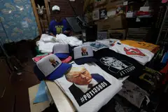 Donald Trump's mug shot, posted by a Georgia courthouse on Thursday evening, has been turned into T-shirts, shot glasses, mugs, posters and even bobblehead dolls by friends and foes alike.