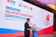 Guest of honour, Deputy Prime Minister Heng Swee Keat, cites an NCSS study that indicates regular volunteers have better psychological well-being.