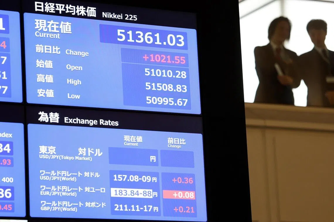 The Nikkei jumped nearly 3 per cent to 51,832.8 on Monday (Jan 5), its highest close since October 31.