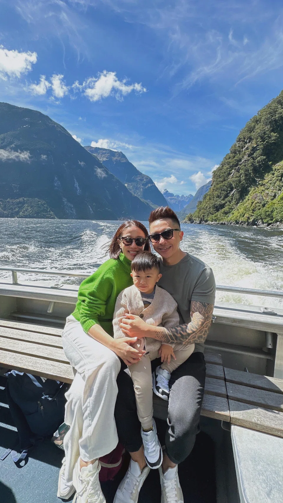 Rachel Lim, husband Leonard Lee and son Oliver on holiday in New Zealand.