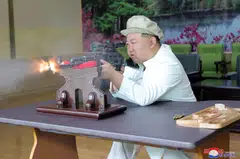 North Korean leader Kim Jong Un test a new series of firearm during a visit to a major munitions factory at an undisclosed location in North Korea. Kim called for more preparations for the possibility of war, a boost in weapons production, and expansion of military drills, state media KCNA reported on Thursday. 