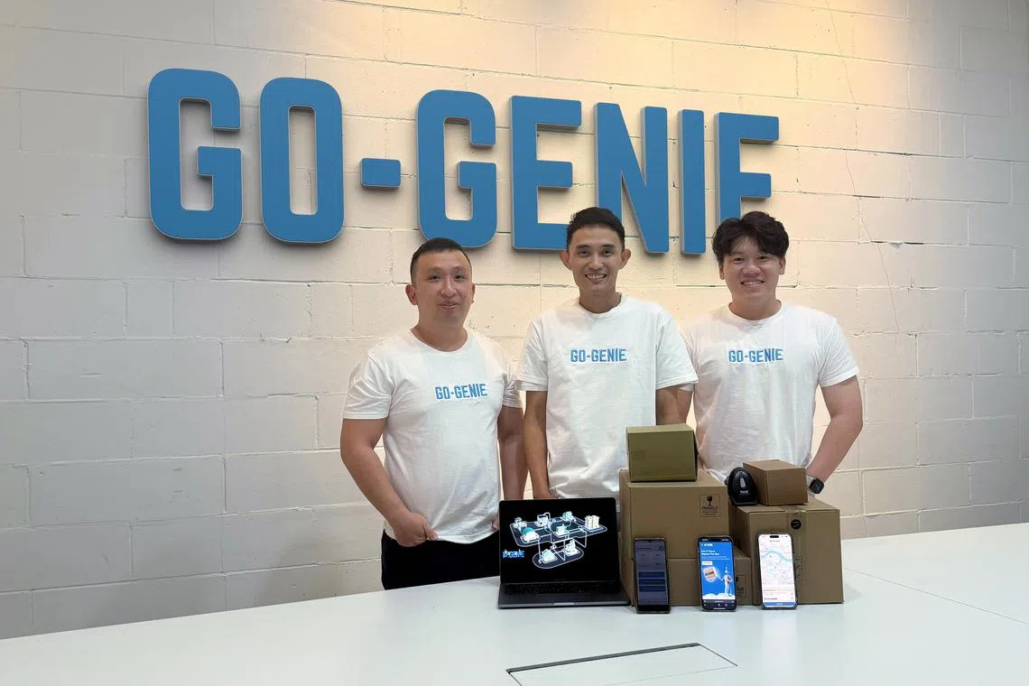 From left: Go-Genie's chief operating officer Ryan Lim, its chief executive officer Ang Ming Cong, and business development director Markus Lim.