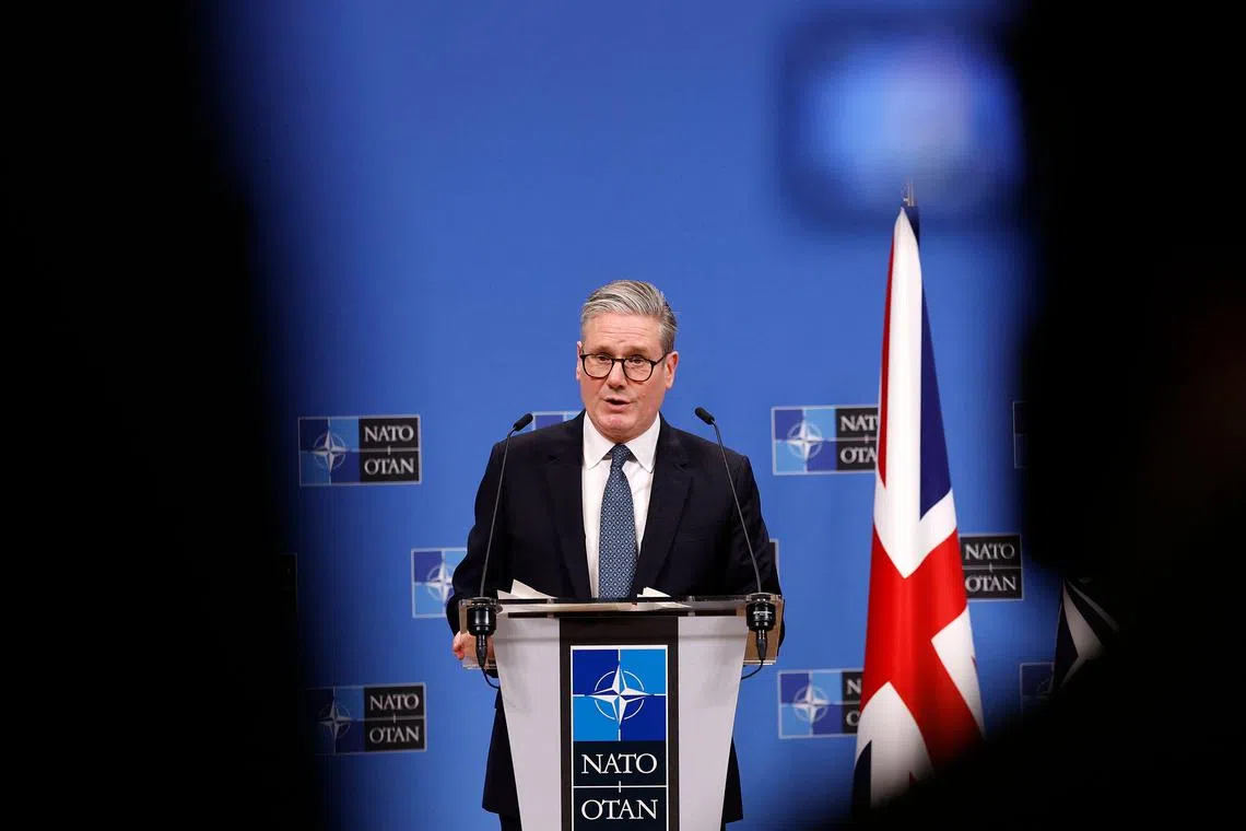 Prime Minister Keir Starmer at the Nato headquarters in Brussels on Feb 3. He has repeatedly insisted that he does not think it will be necessary for London to choose between the US under Trump, and the EU.