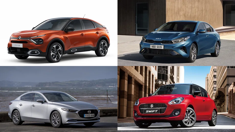 (Clockwise from top left:) The Citroen C4 Feel, the Kia Cerato SX, the Suzuki Swift 1.2 and the Mazda 3 1.5 Classic.