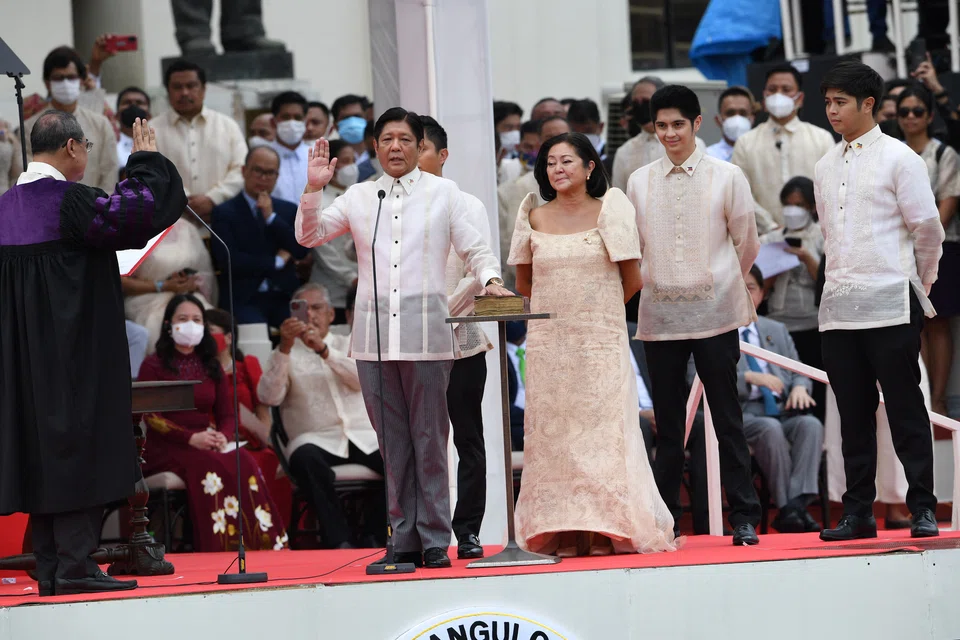 Ferdinand Marcos Jr, takes oath as President of the Philippines during the inauguration ceremony at the National Museum in Manila on June 30, 2022.