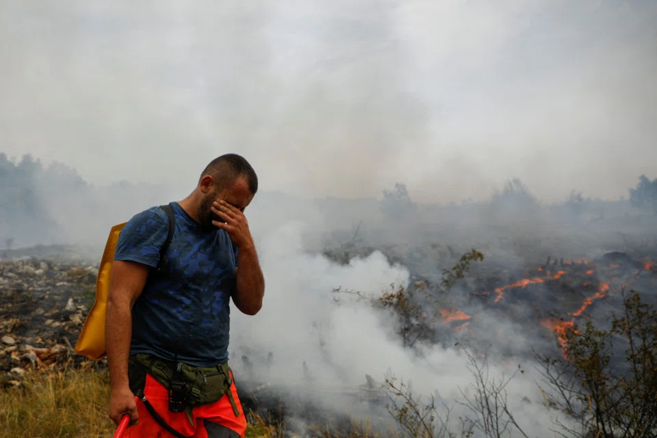 A wildfire rages on Studeno mountain above Danilovgrad, Montenegro, Aug 15, 2025. Europe "continues to face degradation, overexploitation and biodiversity loss", noted the EEA, which compiled data from 38 countries across the continent for its report.