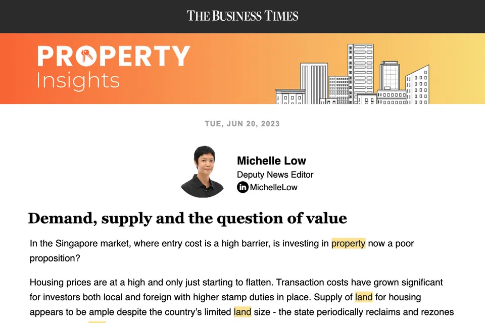 The Business Times' Property Insights newsletter (June 20, 2023)