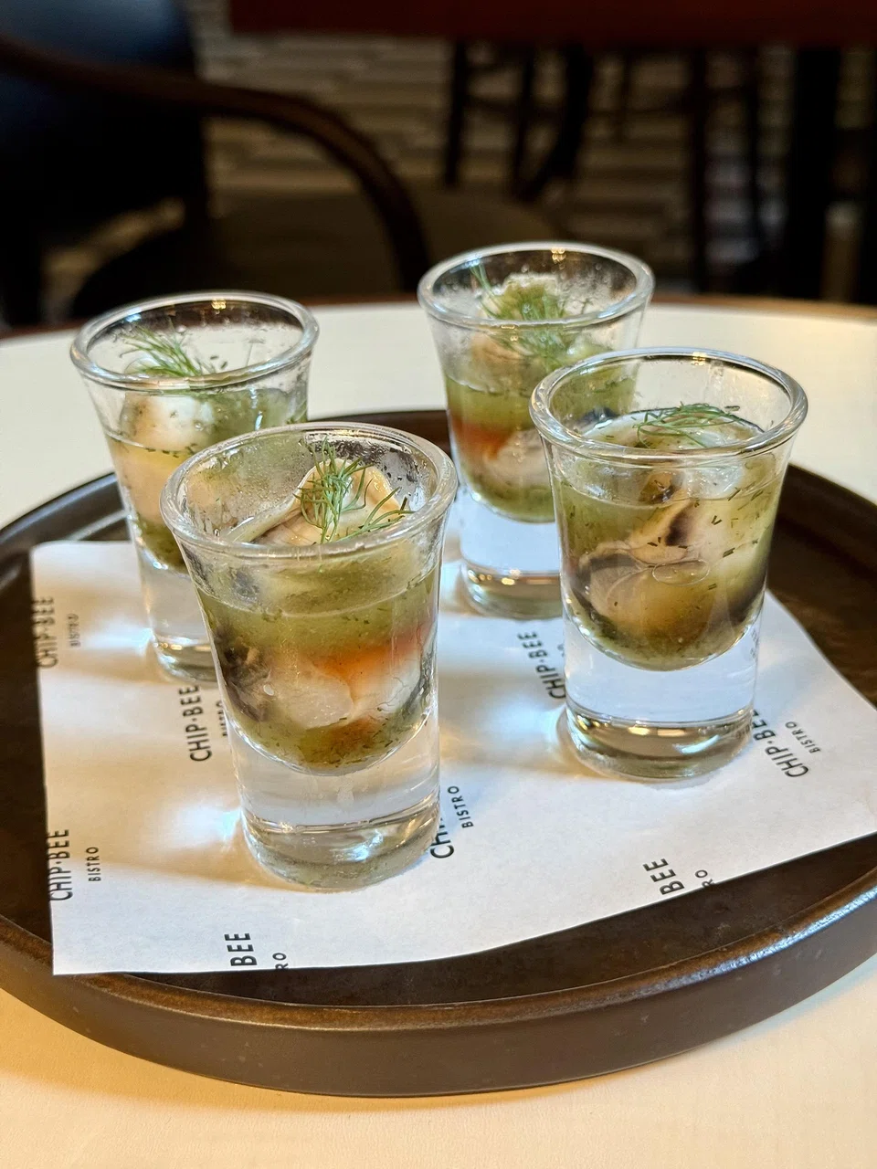 Hyogo oysters in raspberry mignonette.