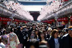 Visitors to Tokyo's Sensoji temple in Asakusa, a popular tourist destination. Japan is targeting 60 million inbound visitors and 15 trillion yen in tourism revenue by 2030.