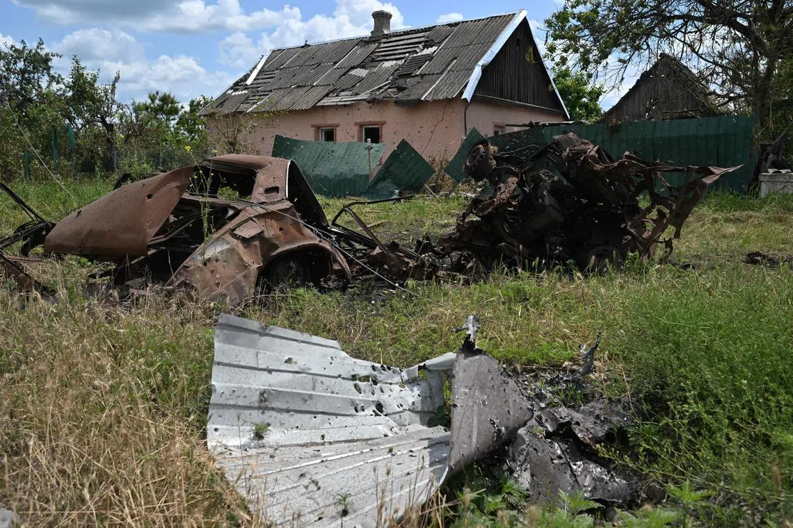 A destroyed car in the recently liberated village of Neskuchne in the Donetsk region of Ukraine. As much as prospects for peace have potentially increased, the most likely scenario remains the war continuing into 2024.