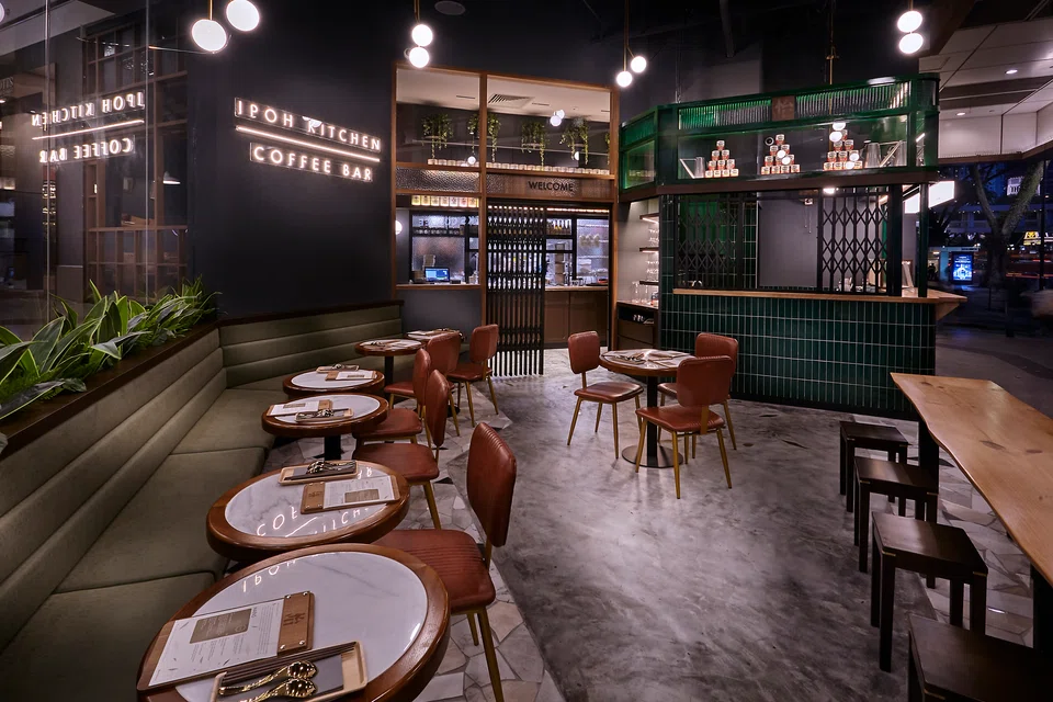 Tiny tables dominate the interior space