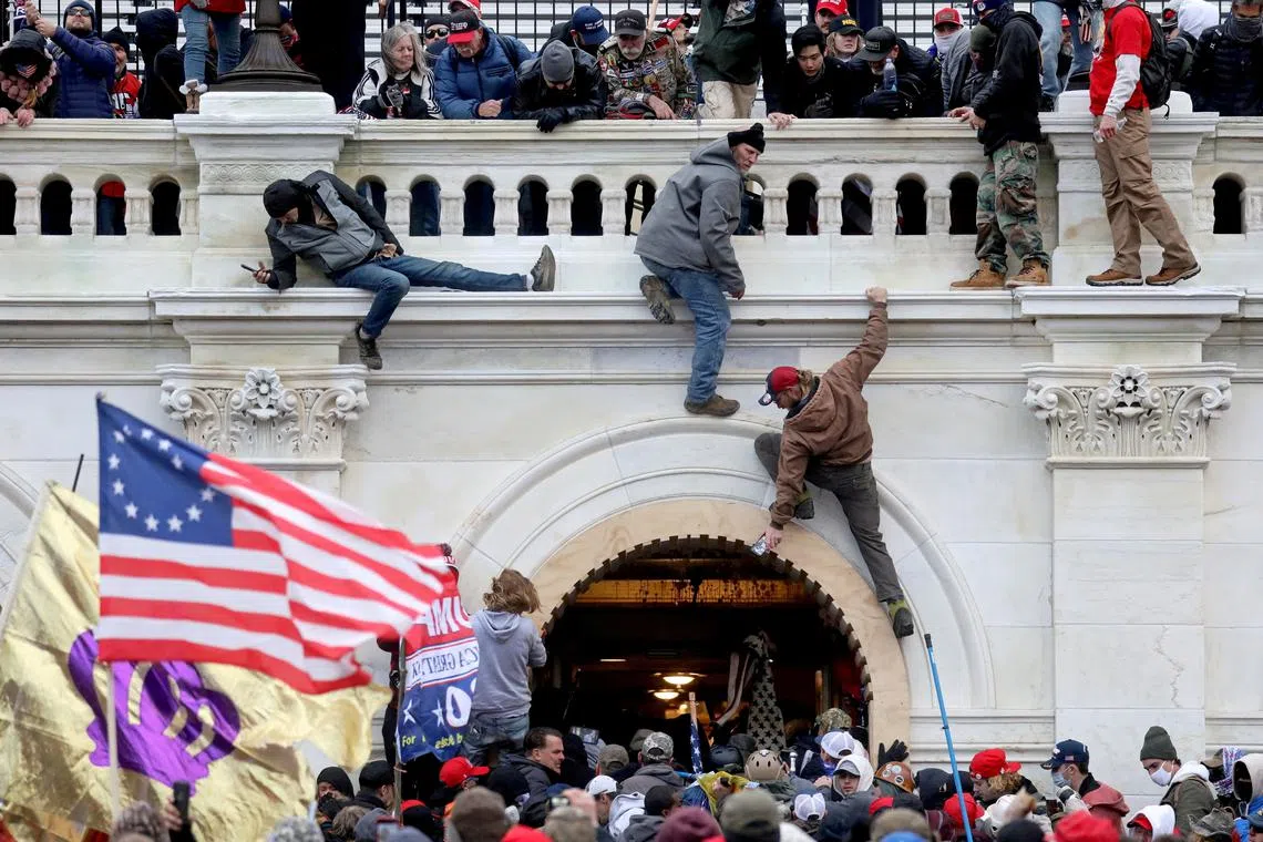 Supporters of US president Donald Trump stormed the US Capitol Building in Washington, on Jan 6, 2021, in protest of the 2020 election results. 