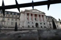 The Bank of England in the City of London. The central bank forecasts a protracted recession that will last as long as 15 months, causing the UK economy to shrink by 2.1 per cent during that time.