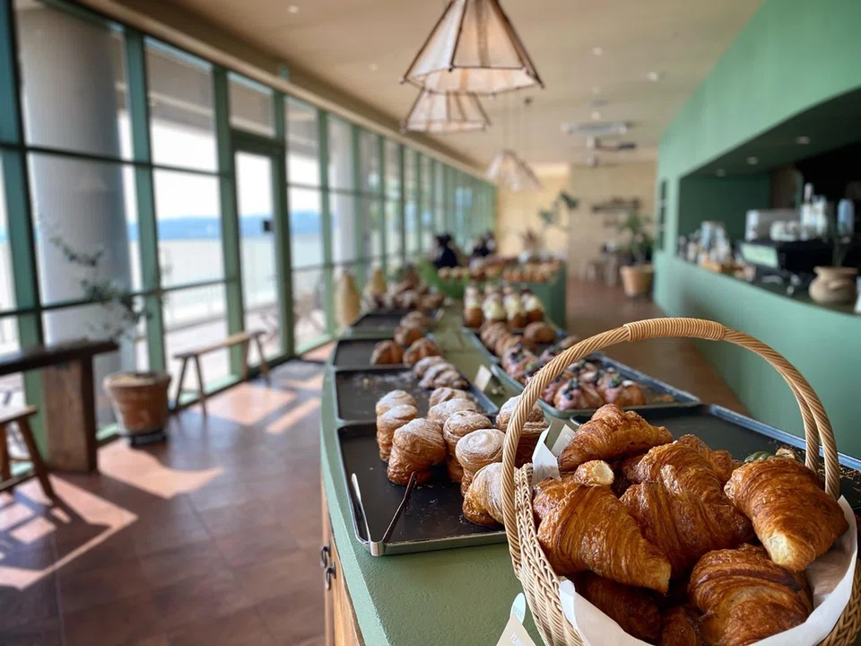 An eye-popping pastry display at Seogwipean Cafe.