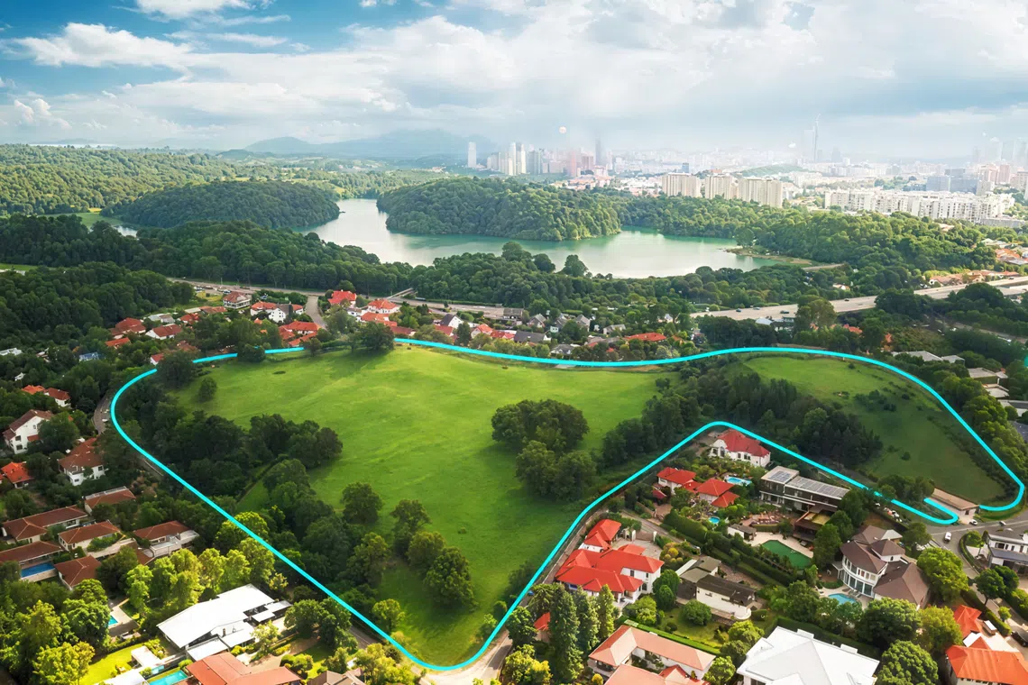 The Caldecott Hill site can be redeveloped into more than 60 two-storey bungalows, subject to approval. 