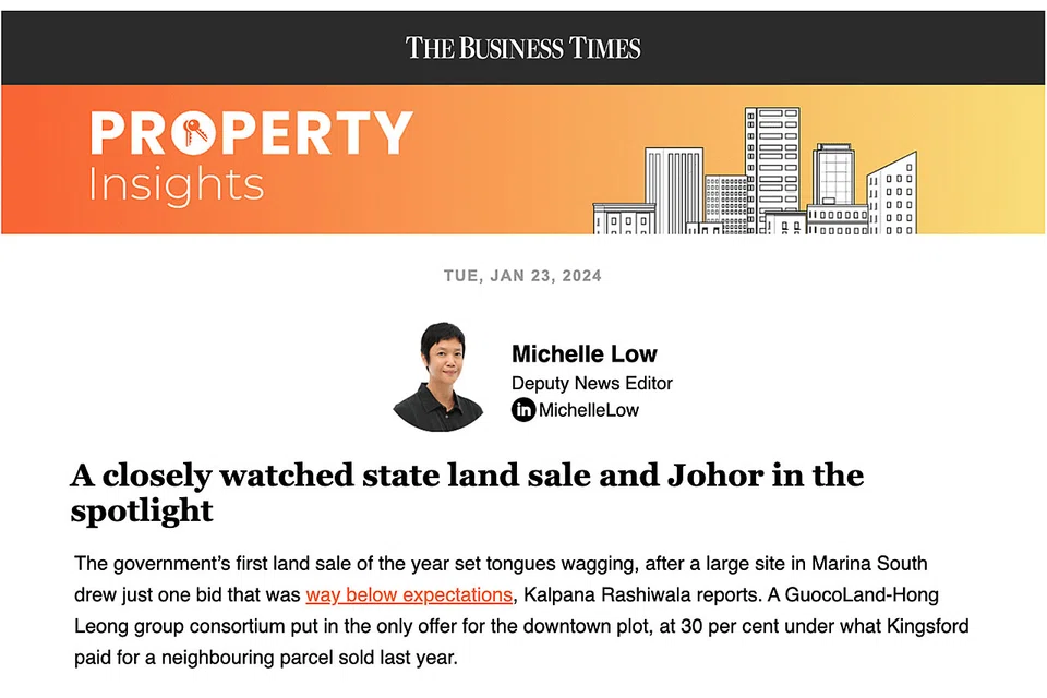 Market players are watching closely to see if the government will award the Marina Gardens Crescent site to GuocoLand-Hong Leong group, writes BT deputy news editor Michelle Low.