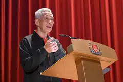 Senior Minister Lee Hsien Loong delivering his opening remarks at a NTUC dialogue session with labour movement leaders and union leaders at the NTUC Centre on Apr 14.