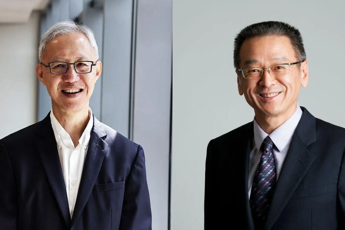 Dr Sung Cheng Chih (right) succeeds Prof Tan Cheng Han as SGX RegCo chairman from Jan 1.
