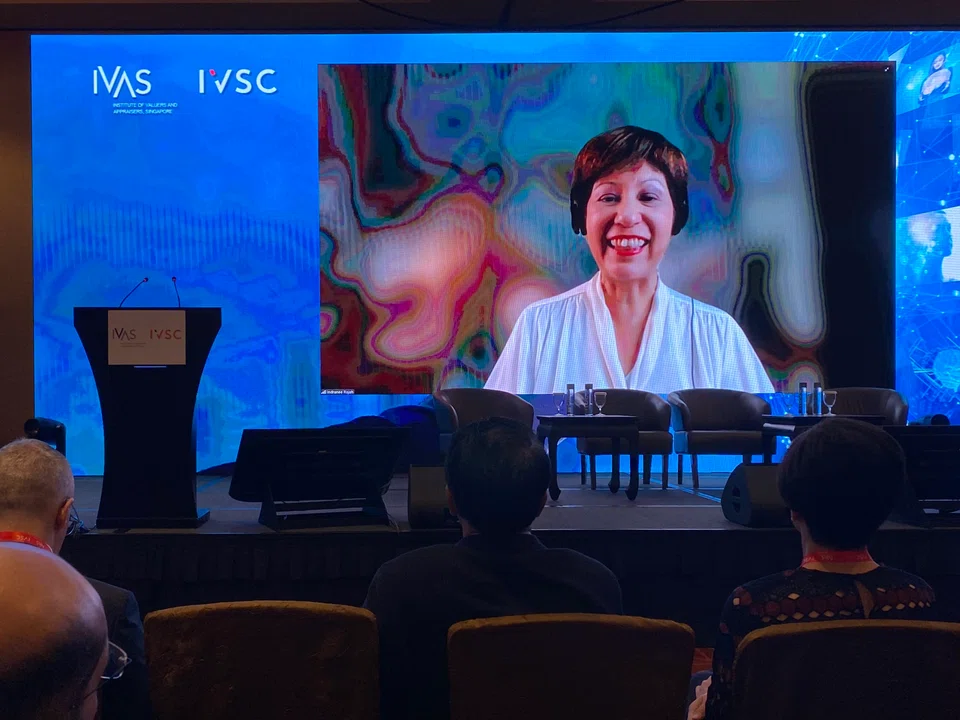 Second Minister for Finance and National Development Indranee Rajah delivering the keynote address virtually at the IVAS-IVSC Business Valuation Conference 2024.