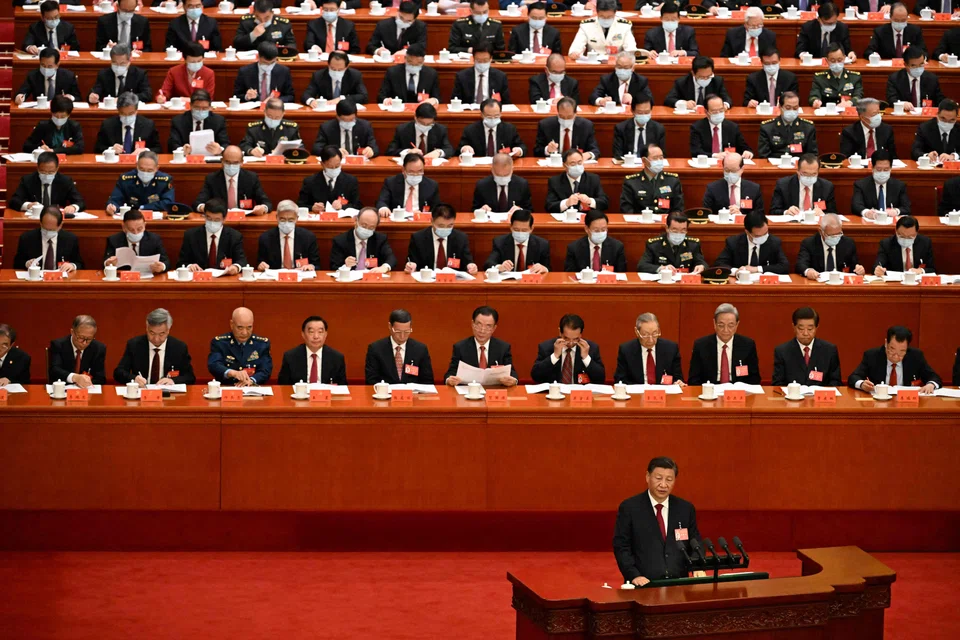 Chinese President Xi Jinping speaks during the opening session of the 20th Chinese Communist Party's Congress at the Great Hall of the People in Beijing on Oct 16, 2022.