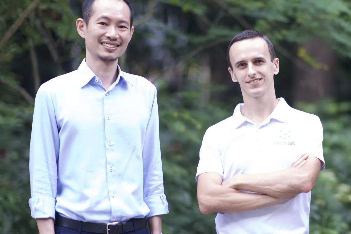 With the latest round of funding, Mesh Bio, founded by chief executive Andrew Wu (left) and chief technology officer Arsen Batagov, has raised US$5.3 million in total.