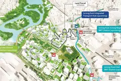 The white site in Jurong East (comprising three land plots) can be developed into 150,000 sq m GFA of office space, 1,760 private homes and 75,000 sq m GFA of complementary uses such as for retail, hotel or community. 