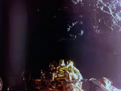 In this handout photograph taken and released by Firefly Aerospace on March 2, 2025, the Firefly's Blue Ghost lander manoeuvres its lunar landing as part of the Ghost Mission 1. 