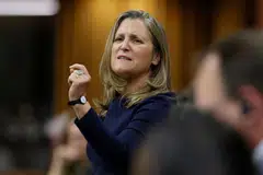 In her resignation letter to Trudeau, Chrystia Freeland says the country “faces a grave challenge,” pointing to Trump’s planned 25-per cent tariffs on imports from Canada. “For the past number of weeks, you and I have found ourselves at odds about the best path forward for Canada.”